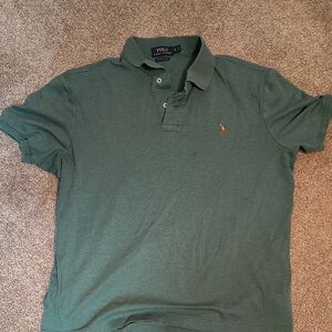 Green Ralph Lauren Polo Shirt - Pima Cotton With Multi Colored Pony Logo
